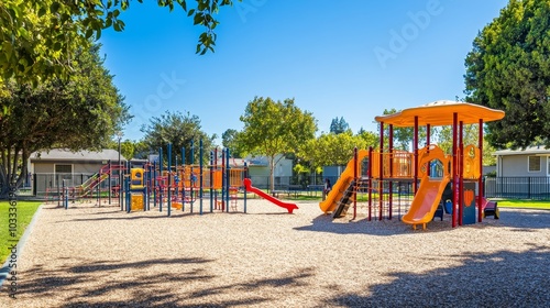 Wallpaper Mural A sunny outdoor school playground with educational equipment Torontodigital.ca