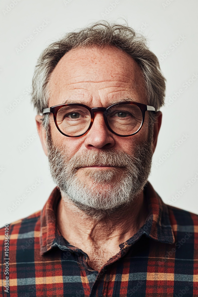 An Introspective Portrait of a Distinguished Older Man with Stylish Eyewear An Introspective Portrait of a Distinguished Older Man with Stylish Eyewear