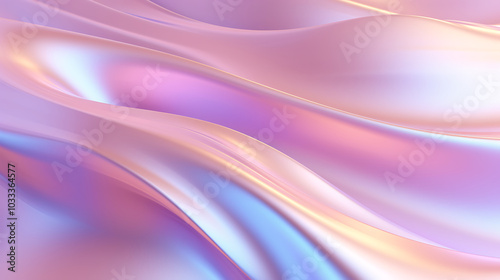Soft pastel holographic waves create serene and dreamy atmosphere