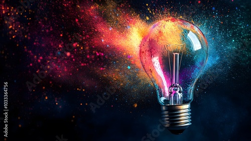 A Light Bulb Exploding in a Burst of Vibrant Colors