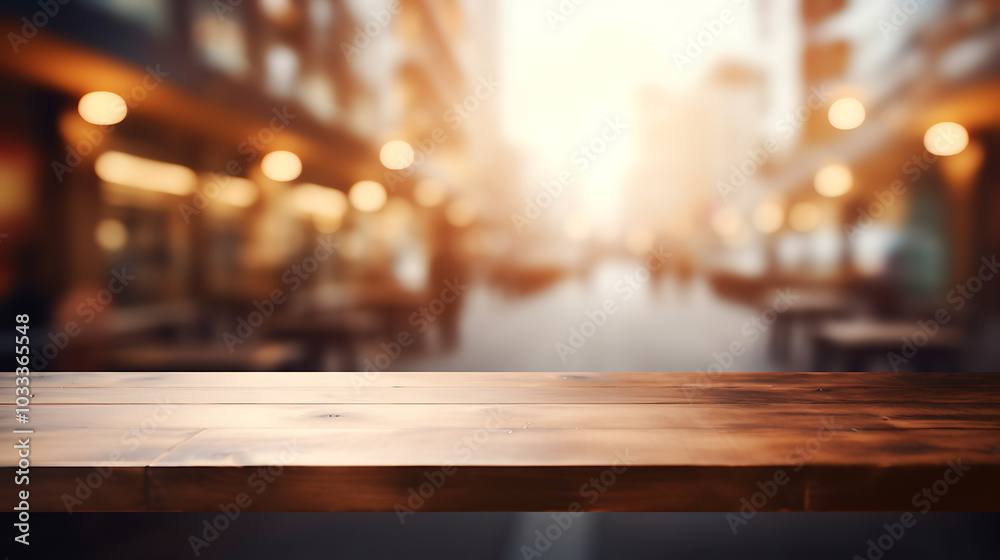 warm wooden table stands empty, inviting moments in bustling cafe warm wooden table stands empty, inviting moments in bustling cafe