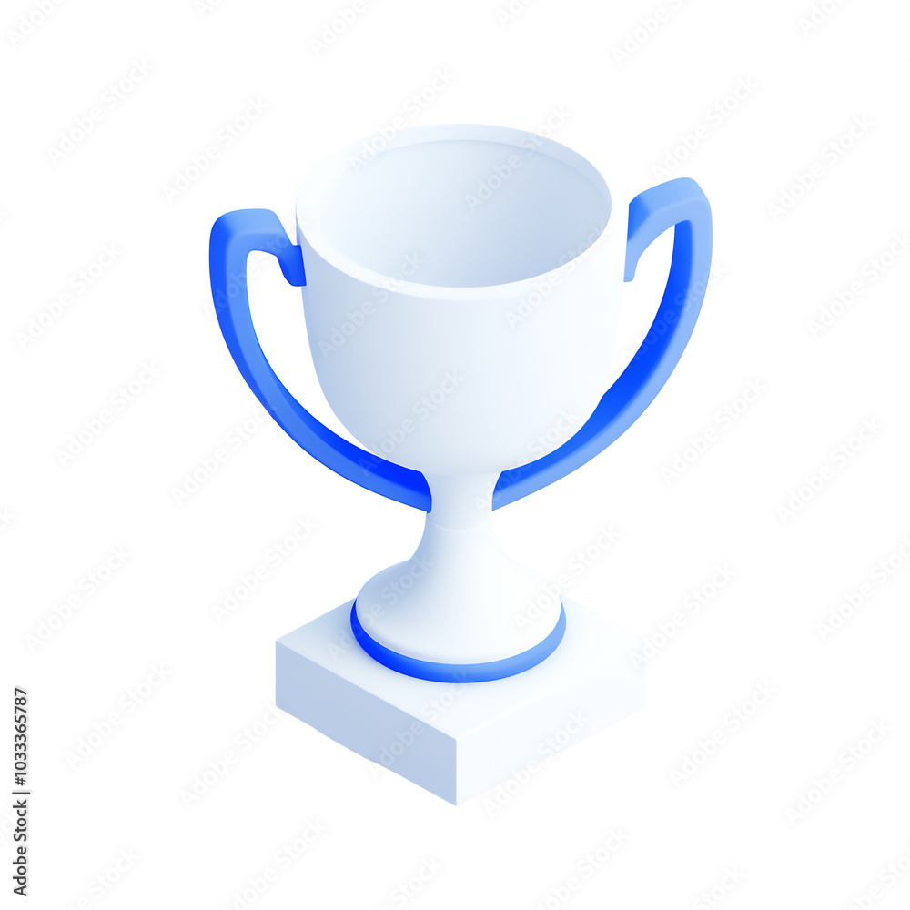 A 3D rendering of a white trophy with blue accents. This image is perfect for illustrating victory, success, and achievement. A 3D rendering of a white trophy with blue accents. This image is perfect for illustrating victory, success, and achievement.