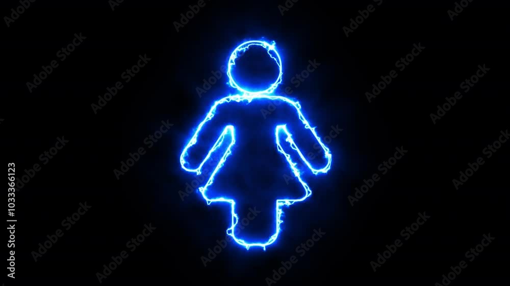 Female Symbol Neon Icon Isolated On Black Background Female Symbol Neon Icon Isolated On Black Background