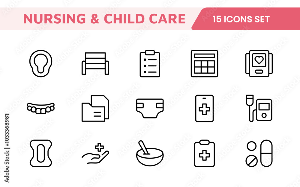 Nursing Home & Child Care Icon Set. Compassionate icons for elder care, child safety, and support services, perfect for healthcare apps, brochures, and care center branding. Nursing Home & Child Care Icon Set. Compassionate icons for elder care, child safety, and support services, perfect for healthcare apps, brochures, and care center branding.