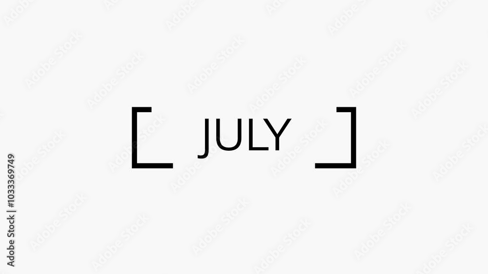 Typography text animation with the inscription of JULY. 
