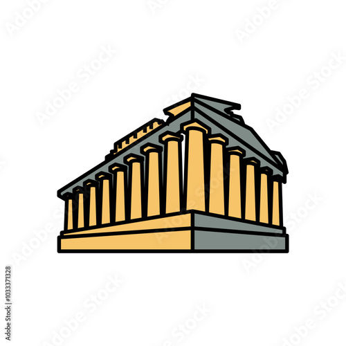 WebTemple of Artemis Icon, Historic Acropolis Landmark in Athens Greece with Classical Design