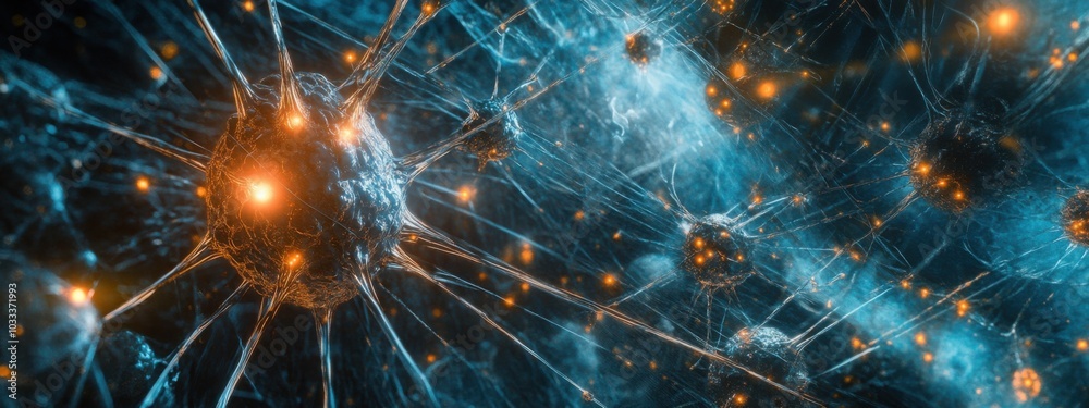 artificial neural network, with metallic neurons connected by laser-like beams of light artificial neural network, with metallic neurons connected by laser-like beams of light