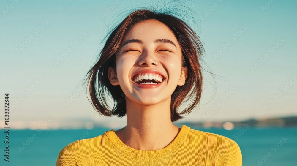 Happy Young Woman Laughing. Happy Young Woman Laughing.