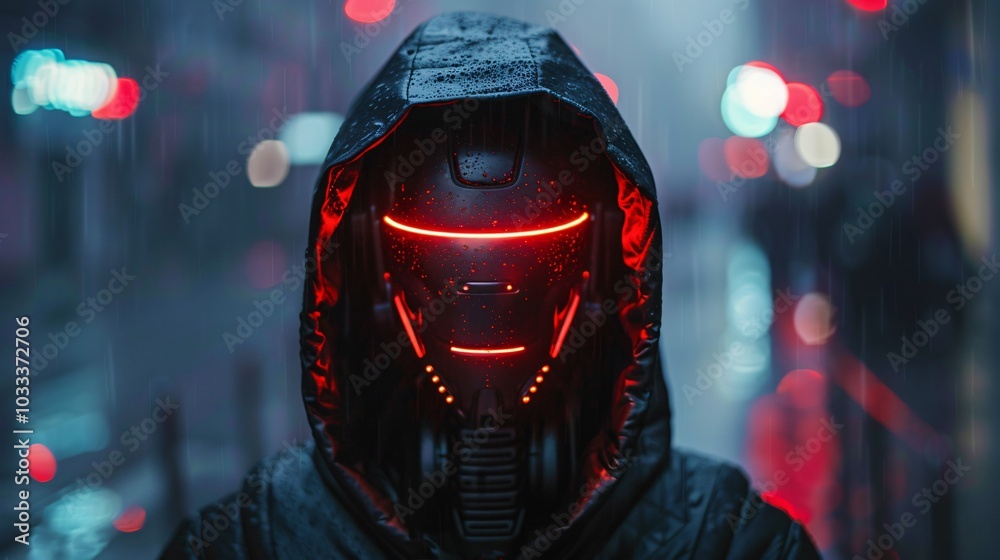 An anonymous portrait featuring a hacker with tattoos, wearing a glowing mask. This image captures the mysterious essence of cyber culture and the underground world of hacking.