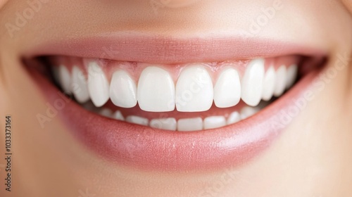 Closeup Of A Woman's Smile With White Teeth.