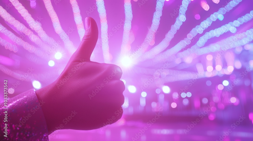 Joyful Event Organizer Giving Thumbs Up at Festive Venue with Happy Guests - Ultra-Detailed Celebration Scene Joyful Event Organizer Giving Thumbs Up at Festive Venue with Happy Guests - Ultra-Detailed Celebration Scene