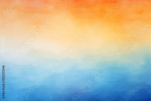 beautiful watercolor background featuring gradient of orange and blue hues, evoking serene