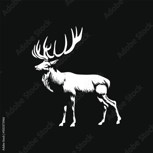 deer silhouette isolated on black. relevant for logos, ornaments, objects, prints and design additions. vector