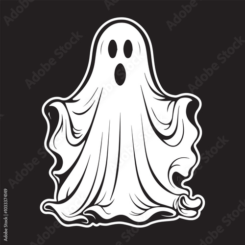 scary ghost spirit ghost halloween bed sheet black and white vector tattoo style isolated on background scary face sketch funny 