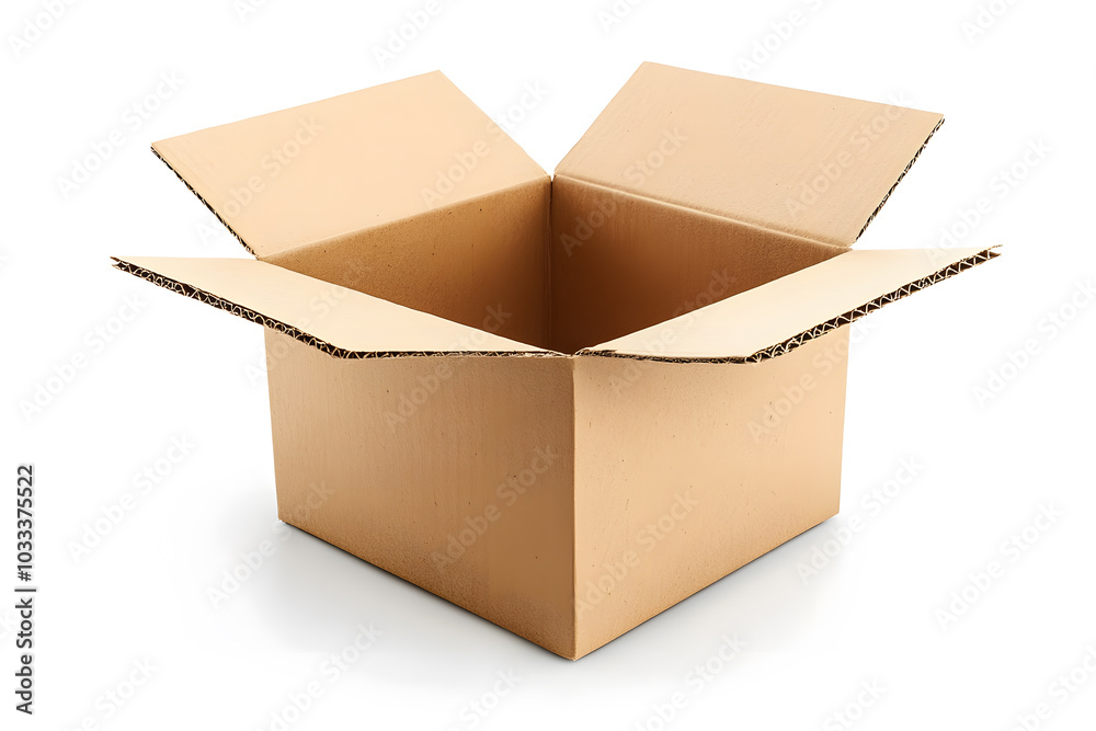 Open brown cardboard box isolated on white Open brown cardboard box isolated on white