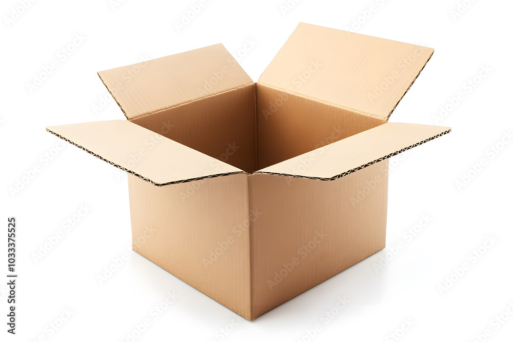 Open brown cardboard box isolated on white Open brown cardboard box isolated on white