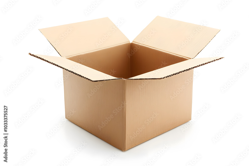 Open brown cardboard box isolated on white Open brown cardboard box isolated on white