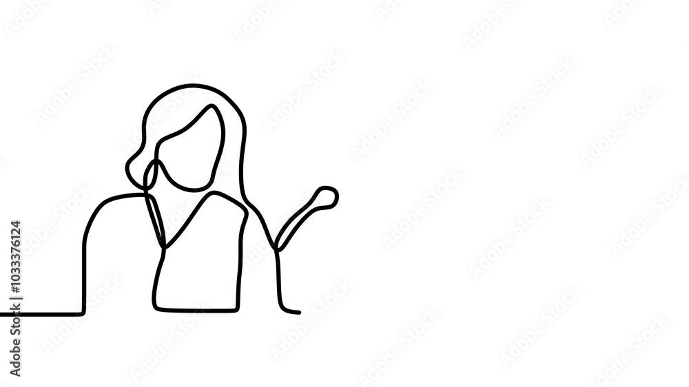 Continuous drawing line art of group of woman with black line and white background. One line Continuous drawing line art of group of woman with black line and white background. One line