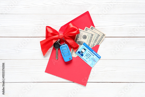 Gift keys of new car with m...