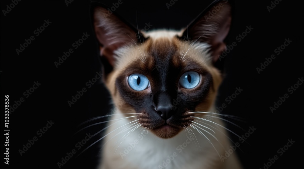A close-up of a Siamese cat, with its mesmerizing blue eyes taking center stage. The cat is so near to the camera that its eyes dominate the frame. A close-up of a Siamese cat, with its mesmerizing blue eyes taking center stage. The cat is so near to the camera that its eyes dominate the frame.