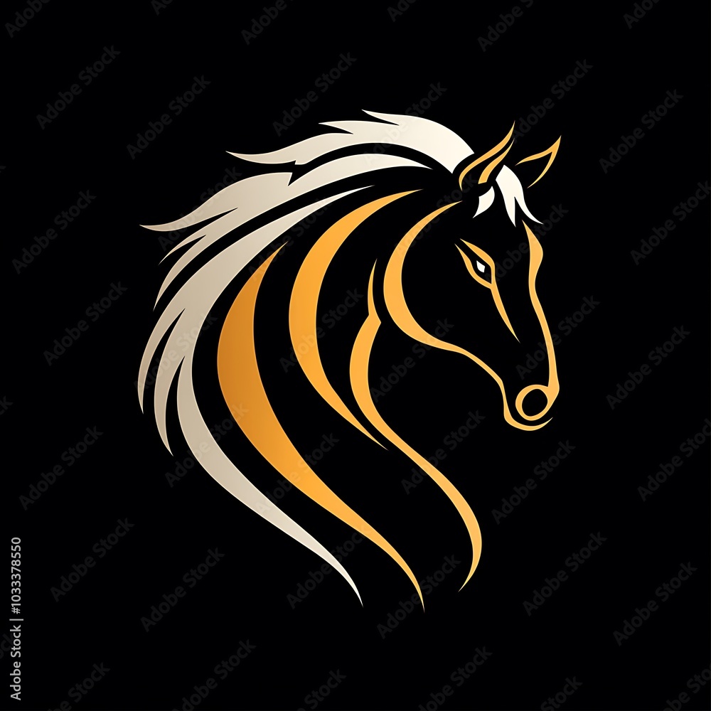 custom made wallpaper toronto digitalCreative horse head logo illustration in brown over dark canvas design