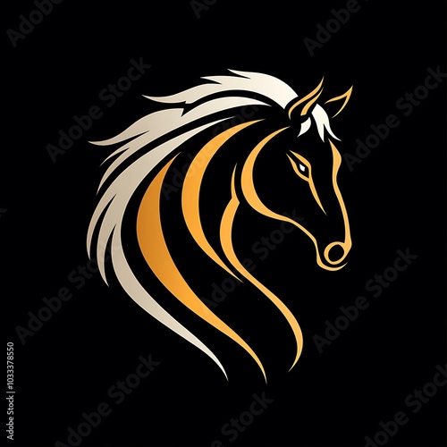 Wallpaper Mural Creative horse head logo illustration in brown over dark canvas design Torontodigital.ca