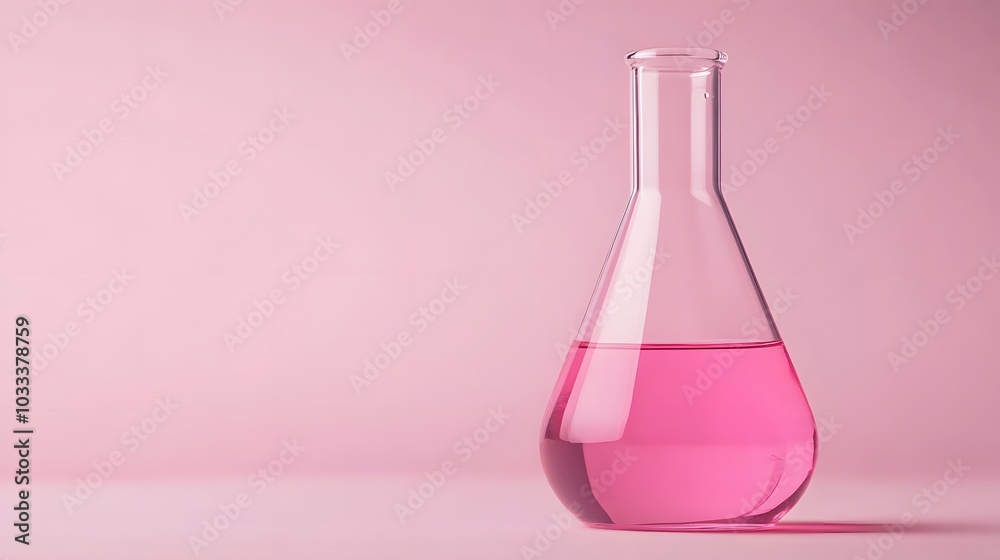 Pink Liquid in a Glass Erlenmeyer Flask Pink Liquid in a Glass Erlenmeyer Flask