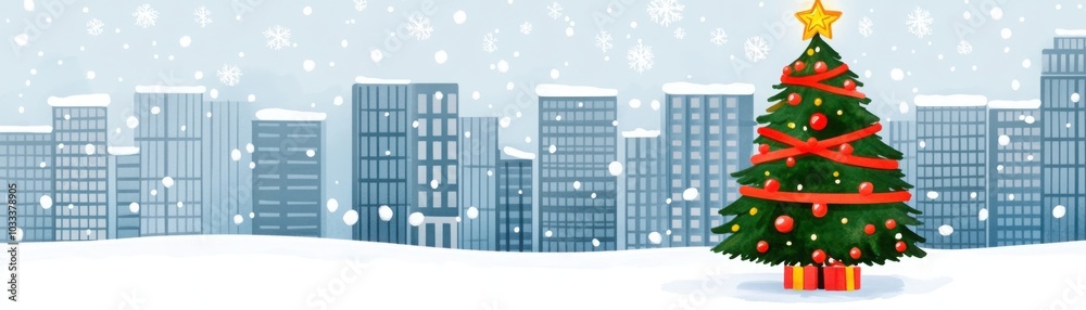 Obraz premium Glowing Christmas Scene in Picturesque Holiday Setting