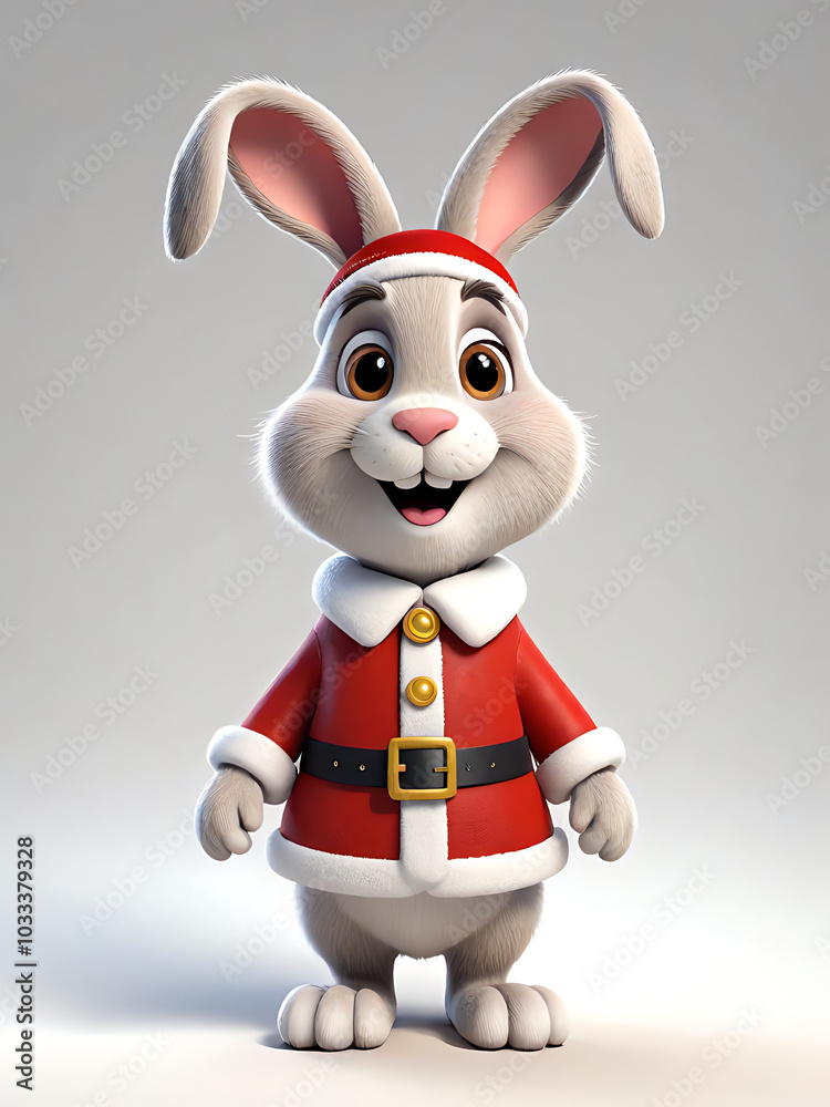 Cute Christmas Bunny in Santa Costume Generative AI