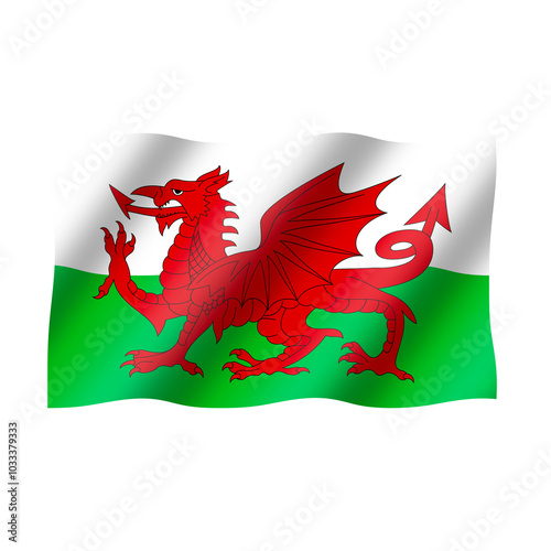 Konstfotografi The national flag of Wales flies beautifully