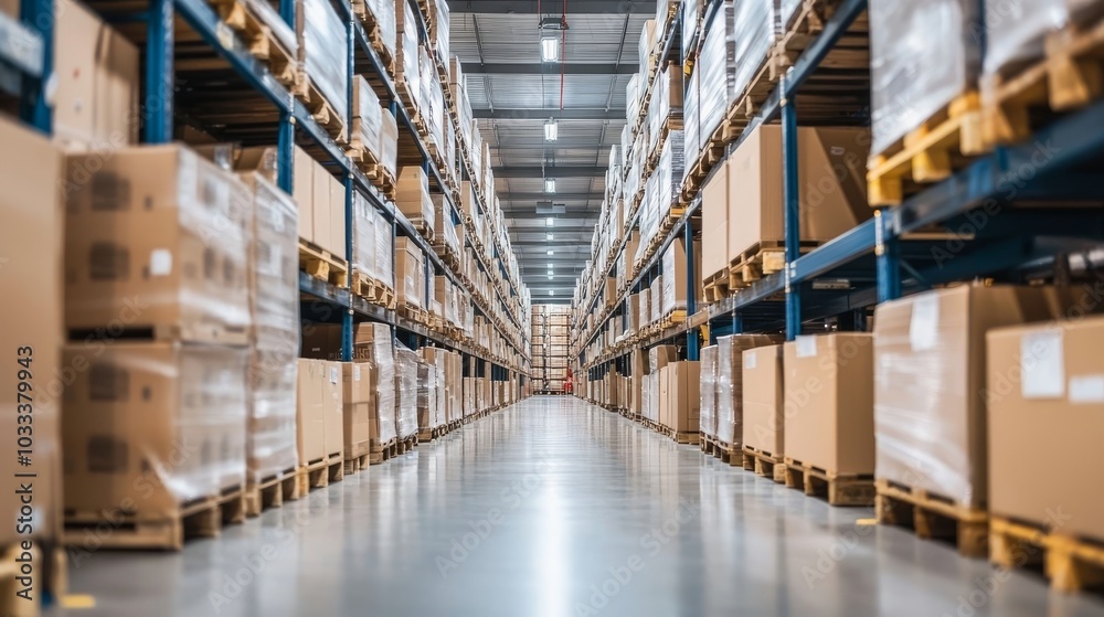 Rows of Cardboard Boxes in a Warehouse. Rows of Cardboard Boxes in a Warehouse.