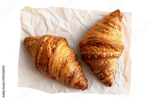 High-Quality PNG of Freshly baked croissants on top view on a transparent background (PNG) Isolated on White Background – High Resolution