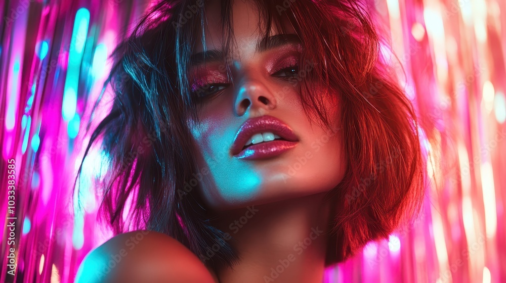 An artistic portrait of a woman surrounded by vibrant pink and blue lighting, showcasing a modern aesthetic with an emphasis on creative and dynamic photography. An artistic portrait of a woman surrounded by vibrant pink and blue lighting, showcasing a modern aesthetic with an emphasis on creative and dynamic photography.