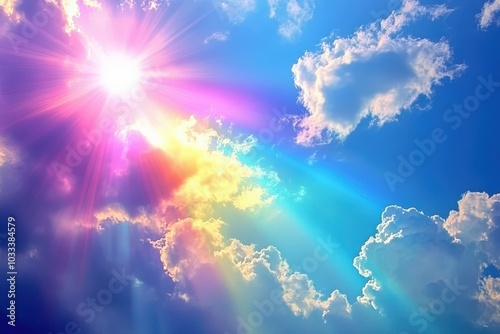 Iridescence: Cloud Phenomenon Creating Vivid Colors in Bright Blue Sky