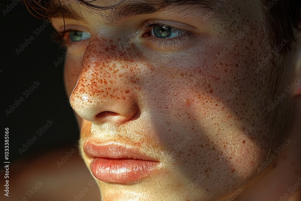 Fototapeta premium close-up of a person with a friendly, approachable expression, surrounded by a natural