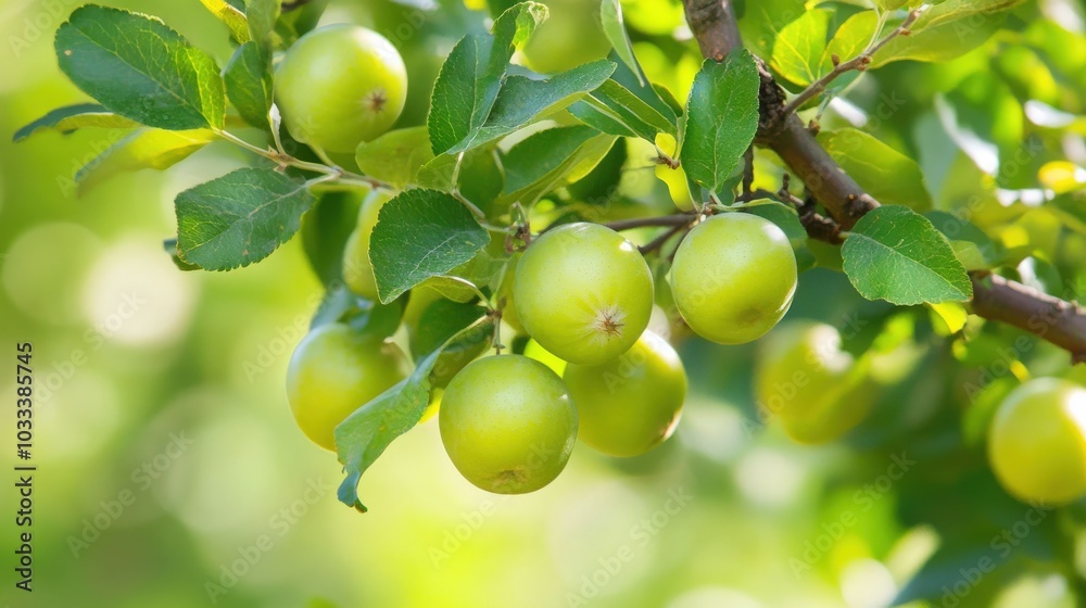 Jujube Tree: Close-up of Fresh Fruits on a Branch in Lush Garden Harvest Jujube Tree: Close-up of Fresh Fruits on a Branch in Lush Garden Harvest