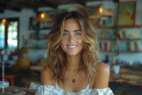 close-up of a person with a friendly, approachable expression, surrounded by a natural Free Download close-up of a person with a friendly, approachable expression, surrounded by a natural - GFXLoad