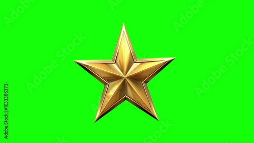3d golden star green screen animation motion graphic with chroma key clip template 4k Background. Easy removed green screen. High resolution. Ultra High Definition, 4k video.