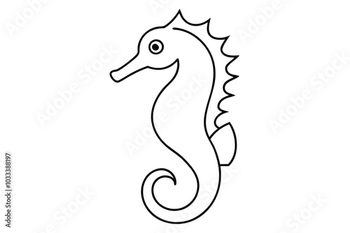 Seahorse line art vector illustration