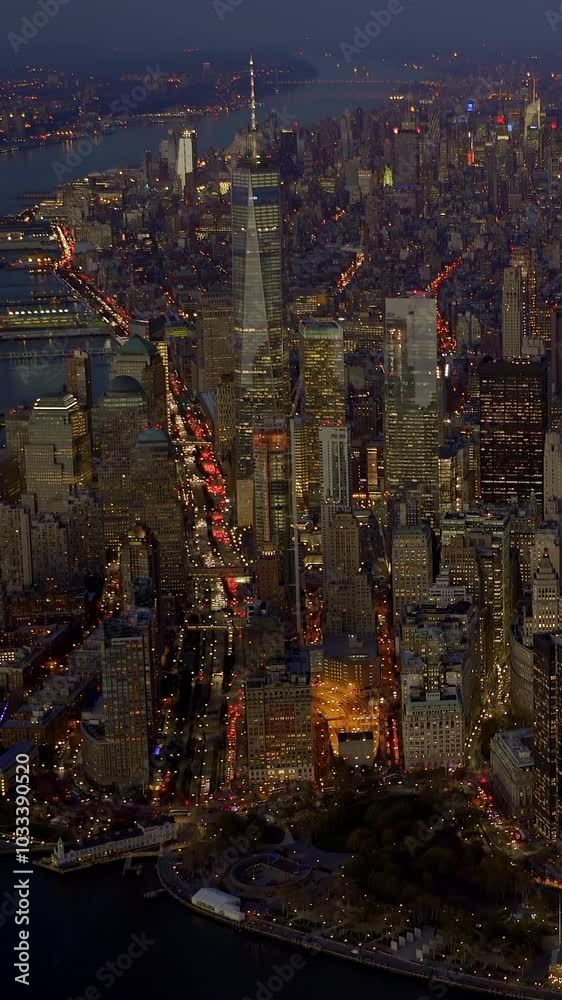 A Stunning Aerial View of New York City Illuminated at Night, Capturing Its Vibrant Life A Stunning Aerial View of New York City Illuminated at Night, Capturing Its Vibrant Life