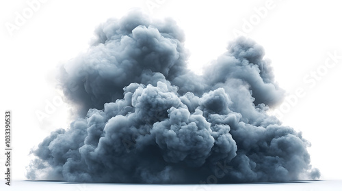 Cloud of a grey smoke explosion isolated on the trnsparent background