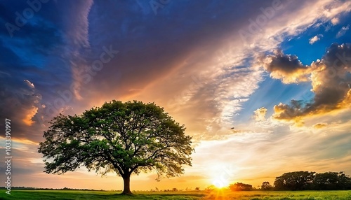 sunset with tree