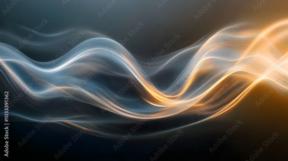 Soft rays of light curving gently through the air creating a subtle fluid movement Soft rays of light curving gently through the air creating a subtle fluid movement