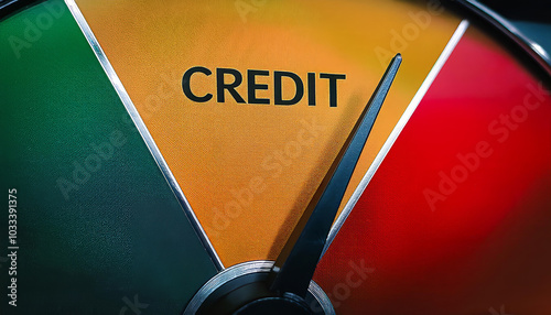 Conceptual gauge showing a credit score entering the red zone, indicating very high risk photo