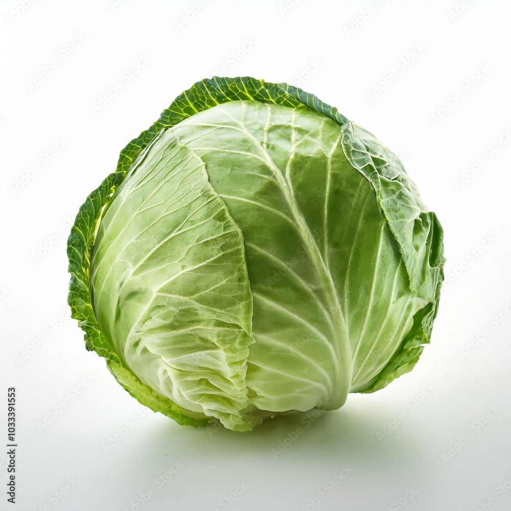 Obraz premium isolated cabbage on white background, square food photography 