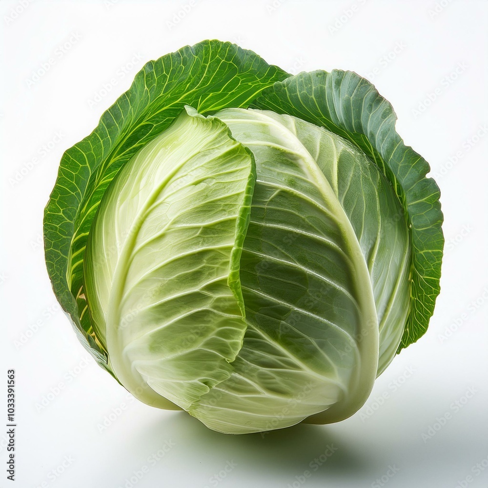 Fototapeta premium isolated cabbage on white background, square food photography 