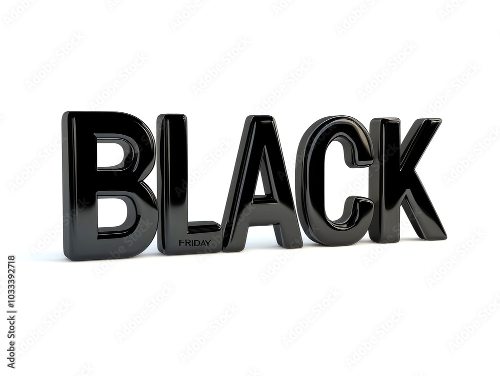 Glossy black 3D text of Glossy black 3D text of