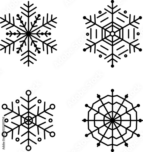 Snowflake icon. Snowflake shape, Christmas, Vector image, Outline