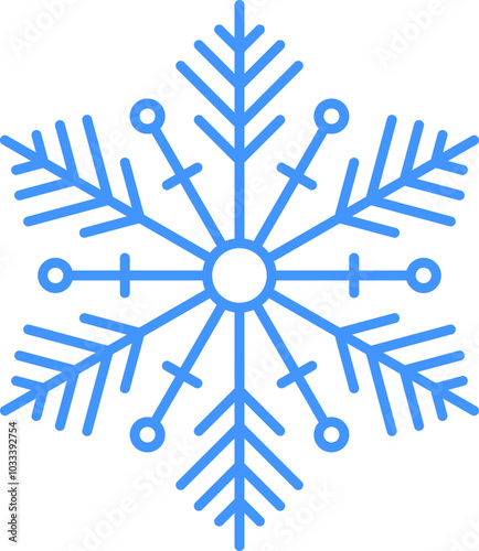 Snowflake icon. Snowflake shape, Christmas, Vector image, Outline