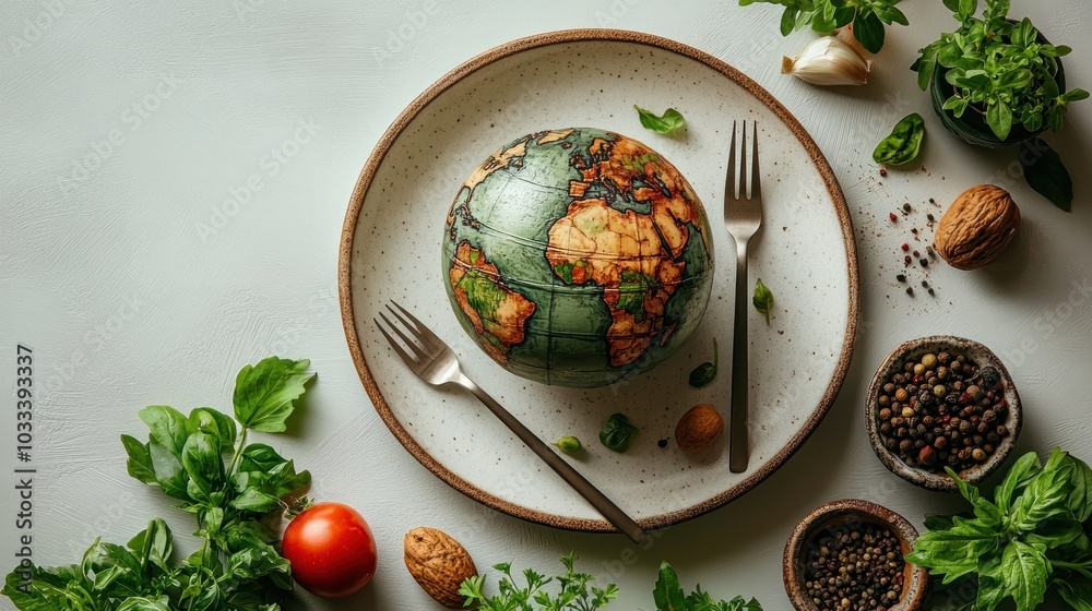 A globe-shaped dish surrounded by fresh ingredients and utensils. A globe-shaped dish surrounded by fresh ingredients and utensils.